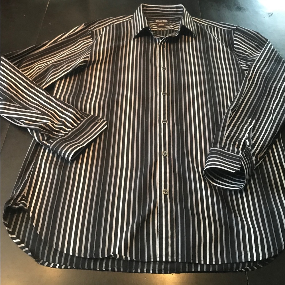 Michael Kors Black Striped Button Up Men’s Large